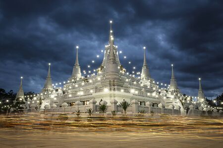 People go walking by faith Buddhist that Wat Asokaram Temple Samutpakarn, Thailandの写真素材