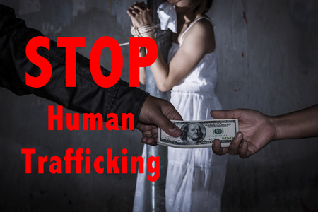 Anti-Human trafficking concept: Woman abused for commercial purposes.の写真素材