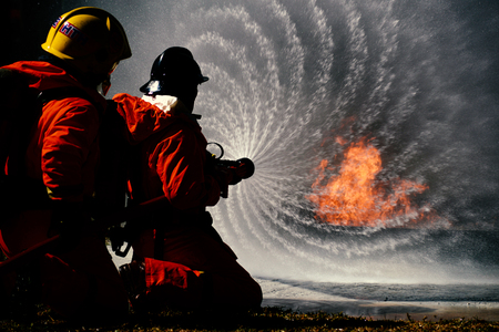 Fire drills in the training center regularly to get ready.の写真素材