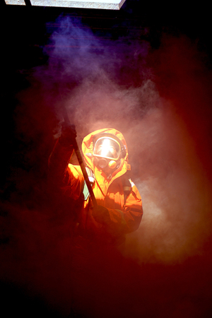 Fire drills in the training center regularly to get ready.の写真素材