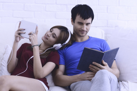 Everyday life of the couple has a happy moment. And troubledの写真素材