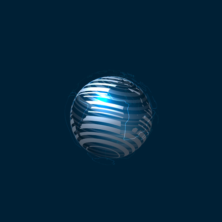 Abstract Globe Icon on Dark Backgroundのイラスト素材