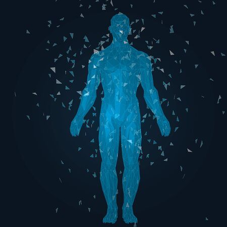 Blue Abstract Vector Human in Spaceのイラスト素材