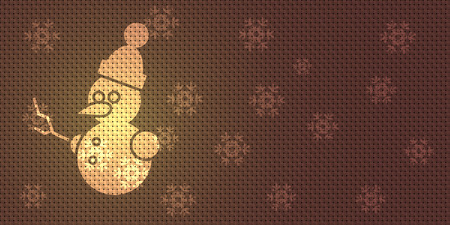 Vector Christmas Background with Snowman and Snowflakesのイラスト素材