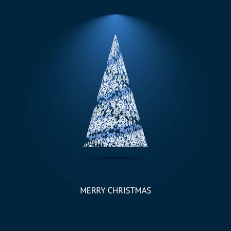 Vector Christmas Tree Blue Background with Snowflakesのイラスト素材