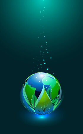Abstract Vector Illustration of Glossy Earth Globe Iconのイラスト素材