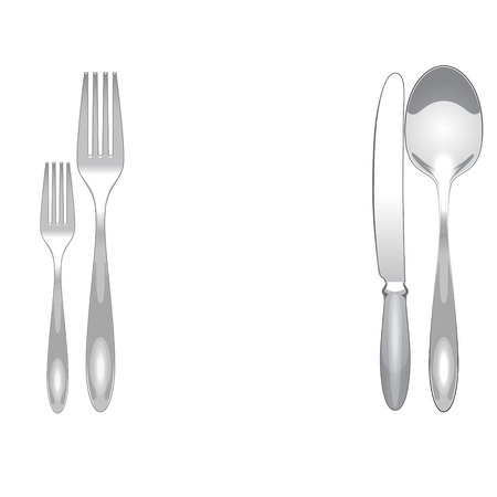 Fork, Spoon and Knife Isolated on a Transparent Background. Vector Illustrationのイラスト素材