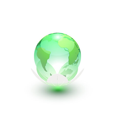 Abstract Vector Illustration of Glossy Earth Globe Iconのイラスト素材