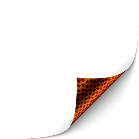 Curled Black Paper Corner with Bronze Back Side Star Pattern. Vector Illustrationのイラスト素材