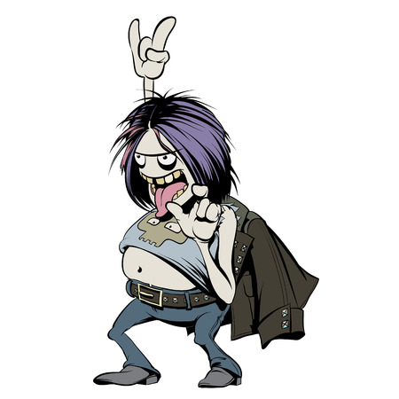 Cartoon Character Fan of Rock Music. Stock Vector Illustrationのイラスト素材