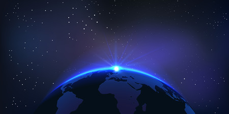Rising Sun over the Earth Planet with Space for your Text. のイラスト素材