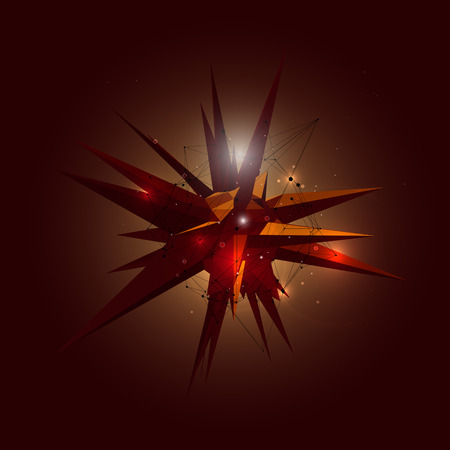 Abstract 3D Crystal Shape in Space. Stock Vector Illustration.のイラスト素材