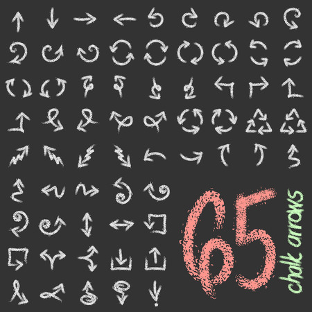 Set of Chalk Hand Drawn Arrows.  Vector Illustration.のイラスト素材
