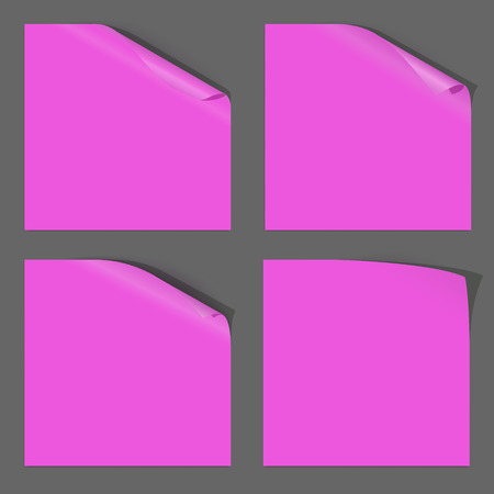 Set of Note Paper with Curled Corner. Vector Illustrationのイラスト素材