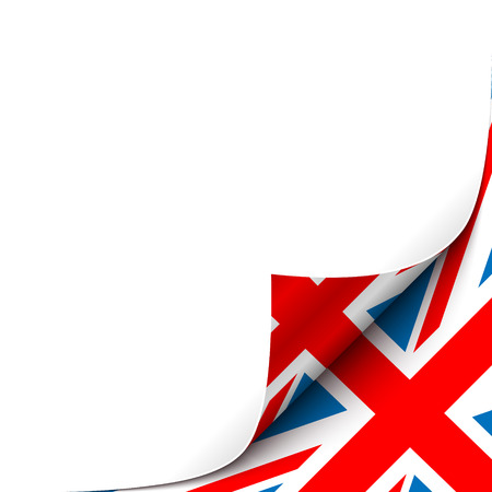 Curled Paper Corner with Great Britain Flag Background. Vector Illustrationのイラスト素材