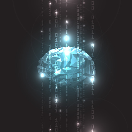 Concept of  Active Human Brain on a Dark Background.Vector Illustrationのイラスト素材
