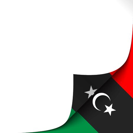 Curled Paper Corner with Libyia Flag Background. Vector Illustration.のイラスト素材