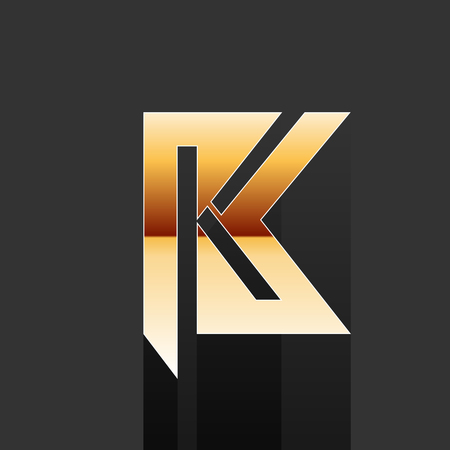 Vector Gold Letter K Shape Element on Dark Backgroundのイラスト素材