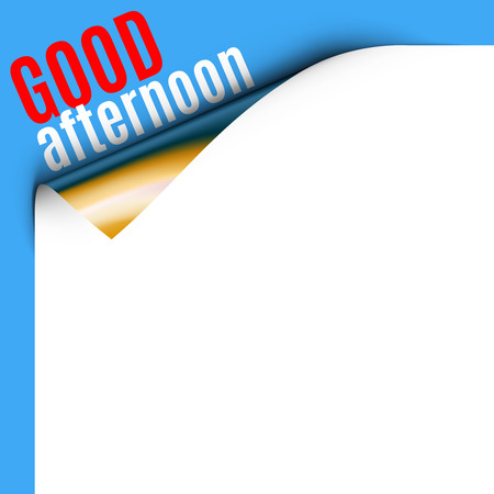 Curled White Paper Corner with Regards Good Afternoonのイラスト素材