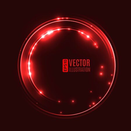 Energy abstract background with luminous swirling of glow circles. Glowing spiral circles in motion. Vector illustrationのイラスト素材