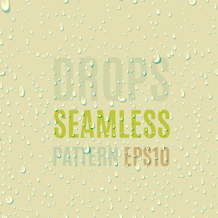 Set of water transparent drops seamless pattern. Rain drops. Condensed water background. Water drops scattered across the surface. Water drops seamless background. Vector illustrationのイラスト素材