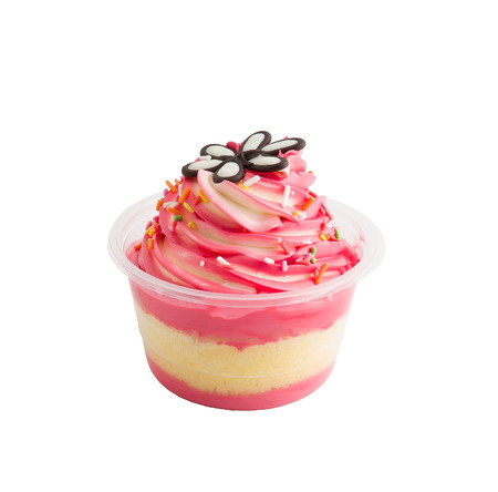 Cupcake strawberry on a white backgroundの写真素材