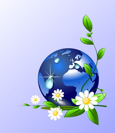 Earth globe and water dropsのイラスト素材
