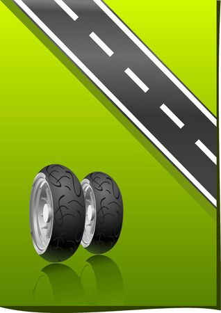   Motorcycle Tyre on a green background (   illustration )のイラスト素材
