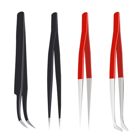 Set of steel tweezersのイラスト素材