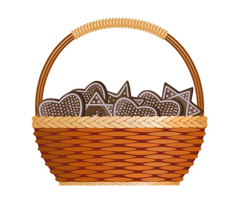 Basket with ginger cakes into white backgroundのイラスト素材