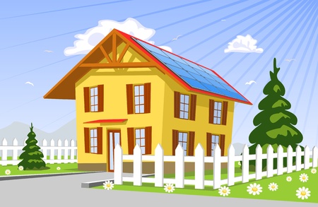 Roof solar panels, illustrationのイラスト素材