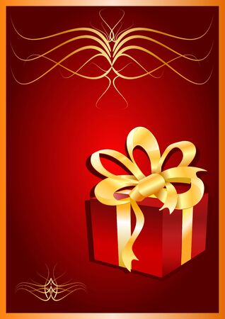 Christmas gift on red backgroundのイラスト素材