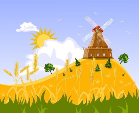 Wheat fieldのイラスト素材