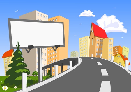 Abstract vector city with billboardのイラスト素材