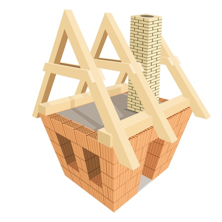 Structure of house in construction. Illustration のイラスト素材