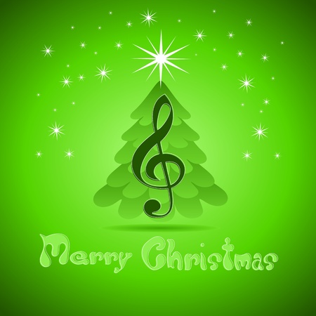 Christmas greeting Card with treble clefのイラスト素材