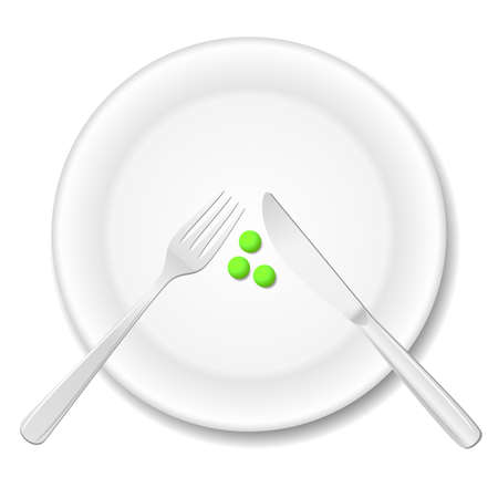 Diet concept. Three peas on a plateのイラスト素材