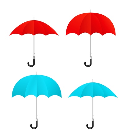 Set of vector red, blue umbrellasのイラスト素材