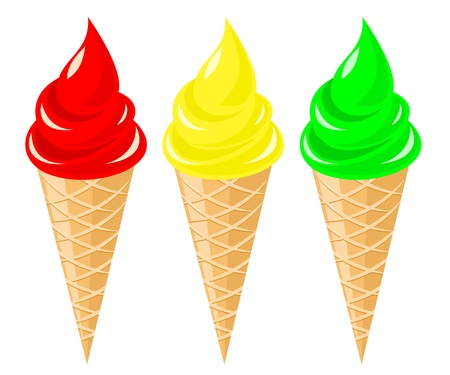 Vector soft serve ice cream on white background のイラスト素材