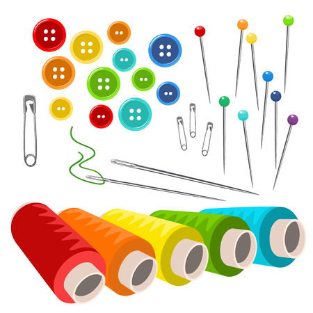 sewing accessories isolated on white のイラスト素材