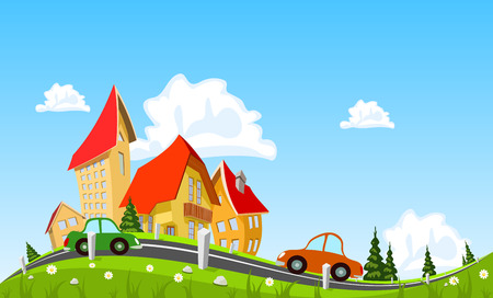 Car passing by in abstract cityのイラスト素材