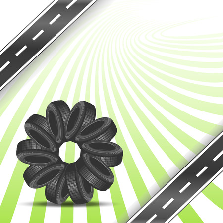 Car tires arranged in a circleのイラスト素材
