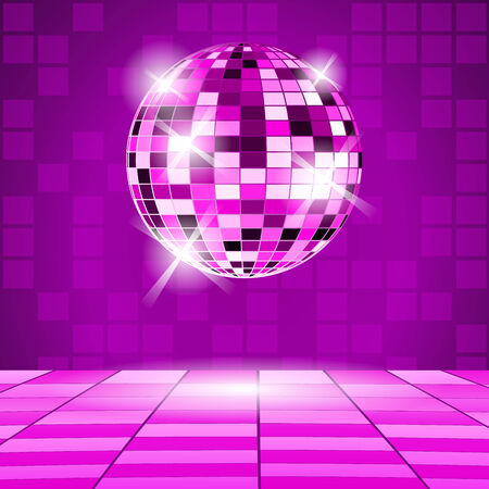 Purple Party background with disco ballのイラスト素材