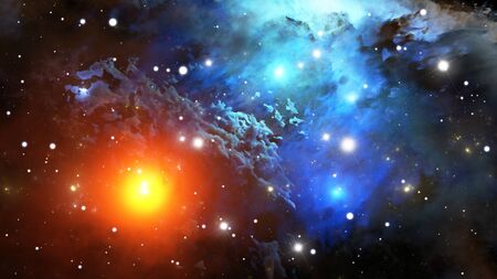Colorful Nebula. Cloud of gas and dust blocks the light of distant stars.