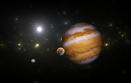 Extrasolar planet with moons.の写真素材