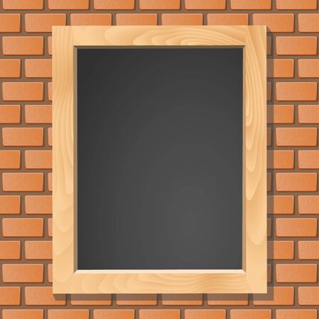 Blackboard on brick wall, vector illustrationのイラスト素材