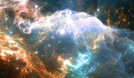 Glowing Space Nebula. Detailの写真素材