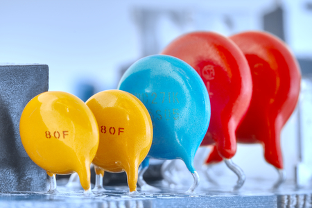 Plate of electronic components, close up