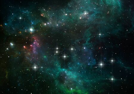Space background with nebula and stars, 3D illustration