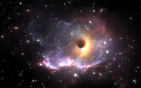 Black hole in the nebula, 3D illustrationの写真素材